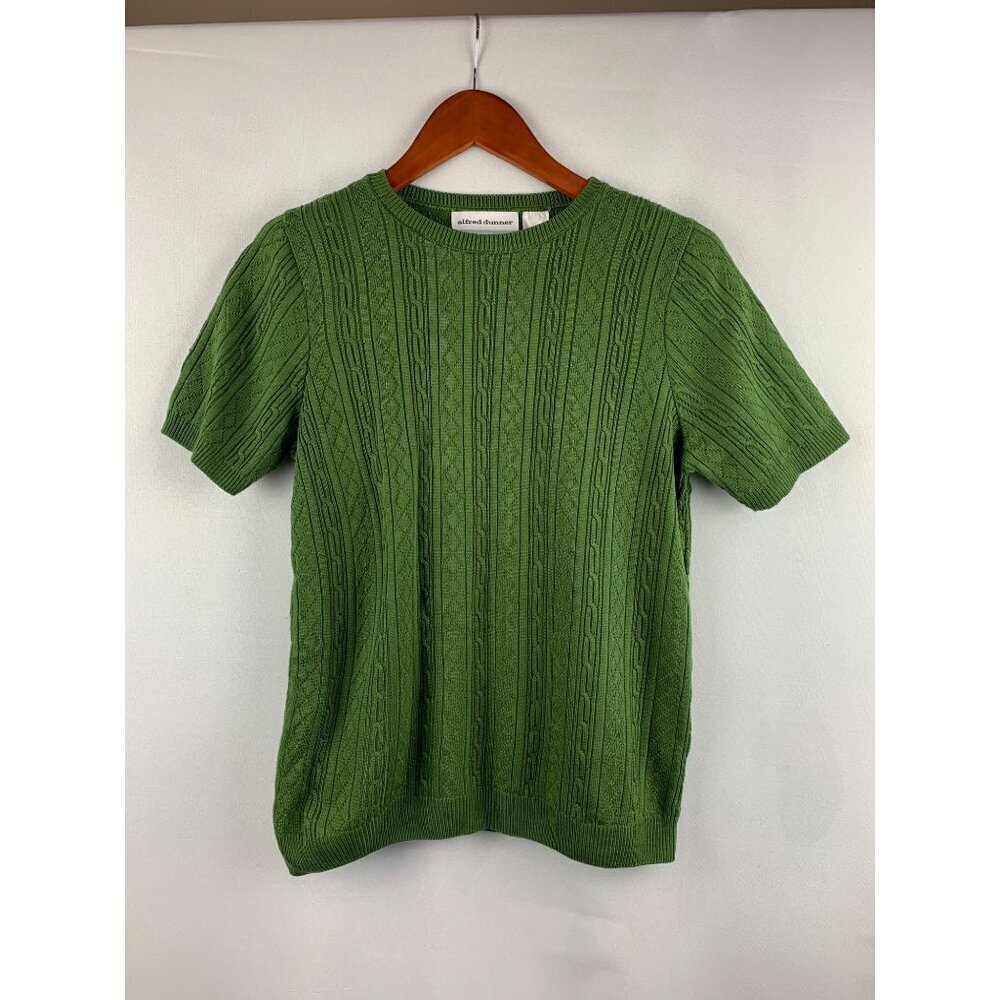 Alfred Dunner Petite Size PS Cable Knit Green Sweater